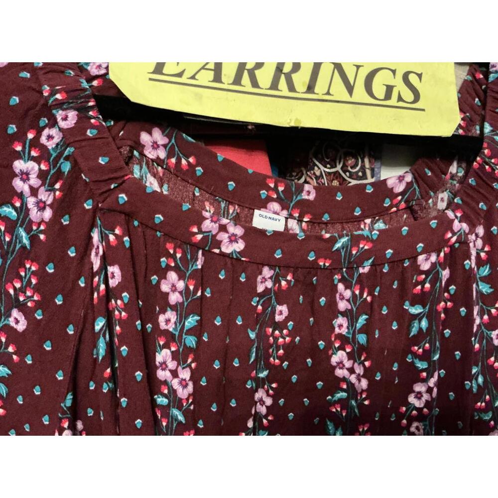 2X Wine Burgundy Top & Glass Earrings - Picture 3 of 4
